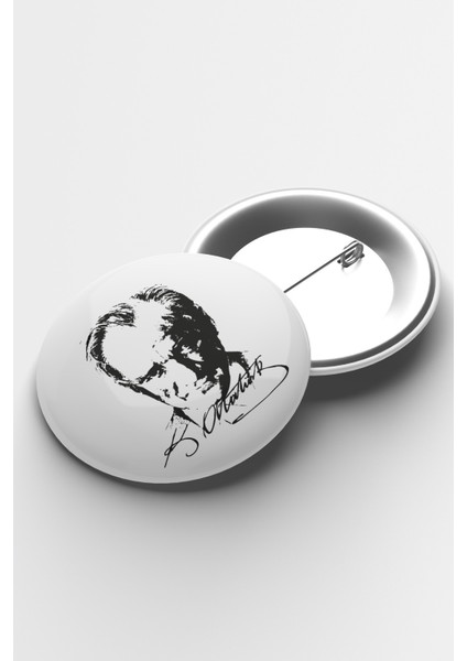 Atatürk Iğneli Buton Yeni Rozet 58MM