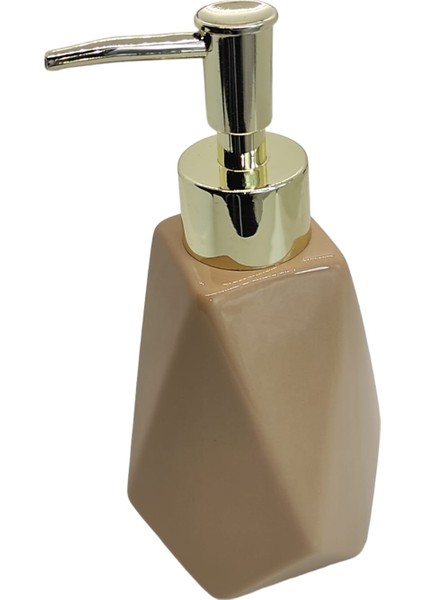 Prizma Lüks Porselen Bej Banyo Mutfak Sıvı Sabunluk Bulaşık Deterjanlık Gold Altın Kapak fiyatları