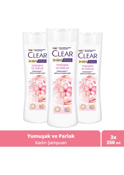 Women Kepeğe Karşı Etkili Şampuan Yumuşak ve Parlak 350 ml x3