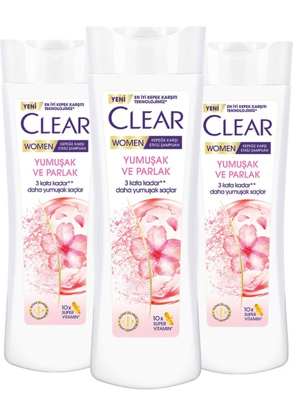 Women Kepeğe Karşı Etkili Şampuan Yumuşak ve Parlak 350 ml x3