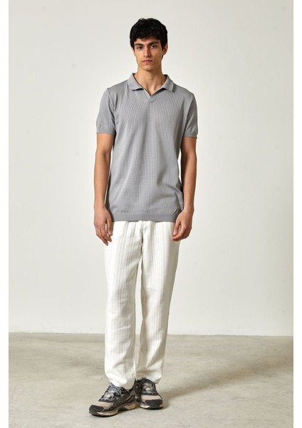 Yakalı Kısa Kol Erkek Triko M - Gri fiyatları