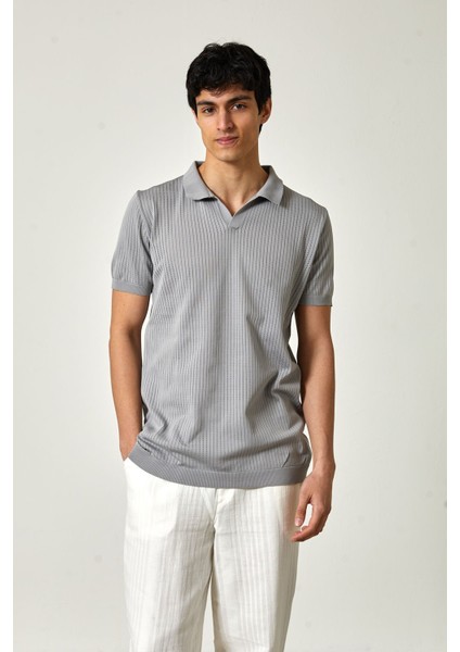 Yakalı Kısa Kol Erkek Triko M - Gri modelleri