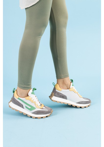 Eleganza Kadın Hakiki Deri Beyaz Gri Spor Ayakkabı fiyatları