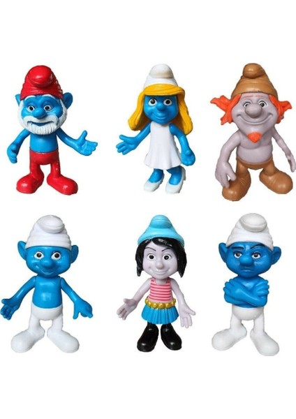 The Smurfs Şirinler Figürleri Oyuncak Seti 6 Karakter Şirin Baba Şirine