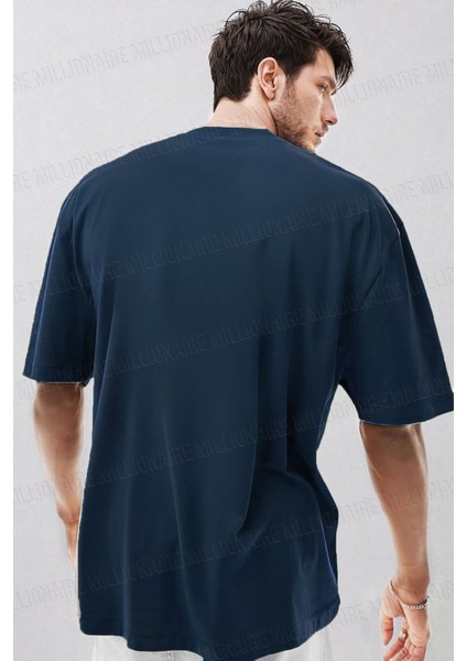 Erkek Lacivert Bisiklet Yaka Düz Basic Baskısız Oversize Salas T-Shirt fiyatları