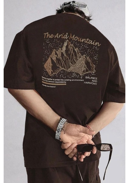 Erkek Arid Mountain Oversize Kahverengi Salas Boyfriend T-Shirt