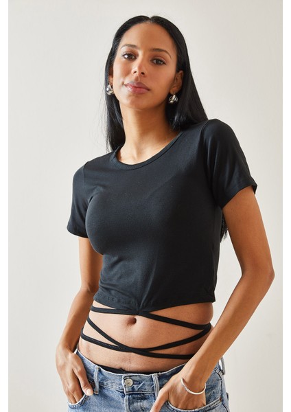 Siyah Bağcıklı T-Shirt 5YXK1-48289-02