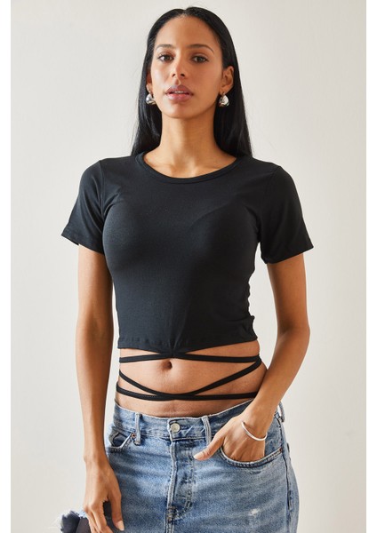 Siyah Bağcıklı T-Shirt 5YXK1-48289-02