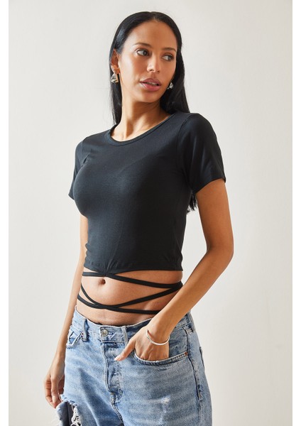 Siyah Bağcıklı T-Shirt 5YXK1-48289-02