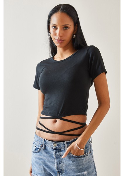 Siyah Bağcıklı T-Shirt 5YXK1-48289-02