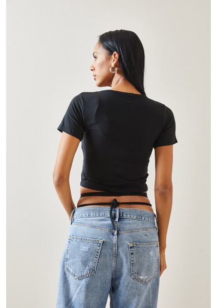 Siyah Bağcıklı T-Shirt 5YXK1-48289-02