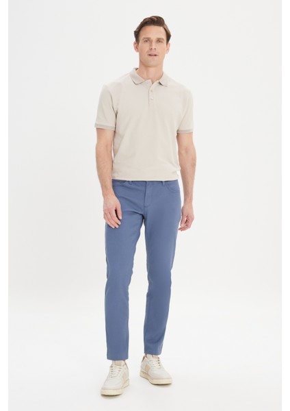 ALTINYILDIZ CLASSICS Erkek Petrol Slim Fit Dar Kesim 5 Cep Armürlü Esnek Pantolon