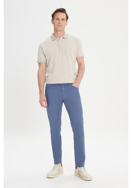 ALTINYILDIZ CLASSICS Erkek Petrol Slim Fit Dar Kesim 5 Cep Armürlü Esnek Pantolon