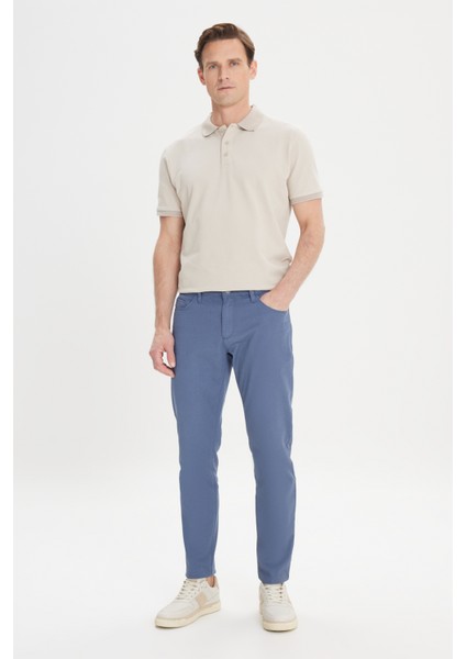 ALTINYILDIZ CLASSICS Erkek Petrol Slim Fit Dar Kesim 5 Cep Armürlü Esnek Pantolon