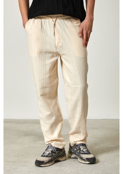 Müslin Keten Kumaş Erkek Basic Pantolon S - Bej fiyatları