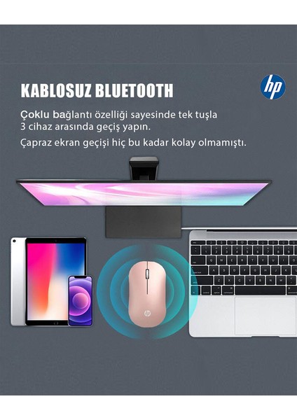 DM10 2,4ghz Bluetooth Wireless Kablosuz Sessiz Mouse Pembe