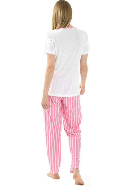 Çizgili Viskon Kumaş Kadın Pijama Takımı