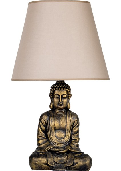 Modern Modern Dizayn Buda Abajur Gold-Bej QDECABJBUDA013 Pembe