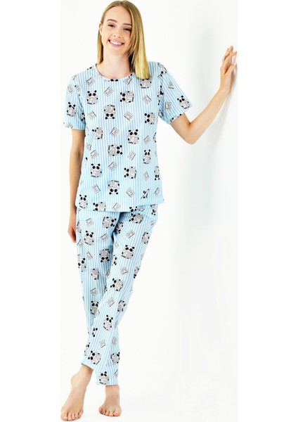 Panda Baskı Kadın Pijama Takımı