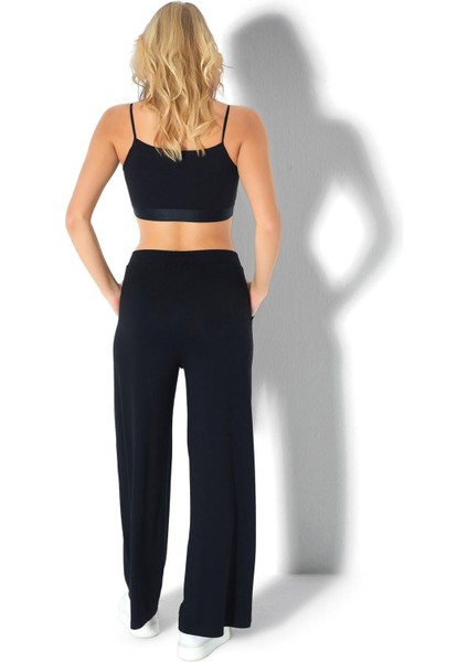 Kadın Geniş Paçalı Viskon Siyah Tek Alt 2716 fırsatları