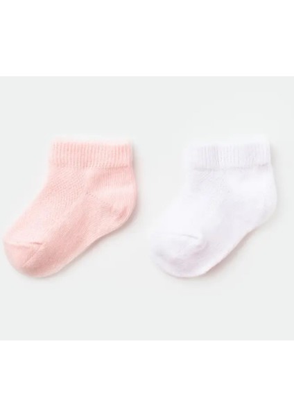 Organik Çorap Sneakers 2li Pembe - Beyaz