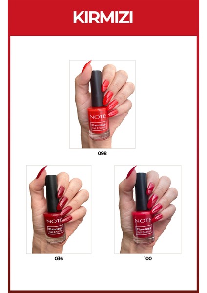 Nail Flawless 3'lü Kırmızı Oje Seti