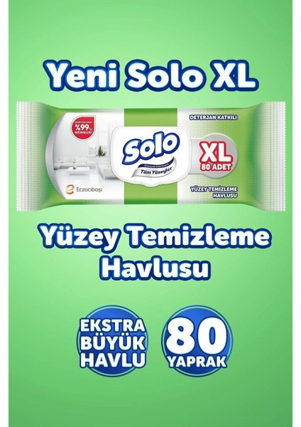 Tüm Yüzeyler Islak Temizleme Havlusu Xl 12'li 960 Yaprak