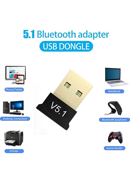 5.1 Bluetooth Doungle V5.1 USB Bluetooth Adaptörü Alıcı Verici Mini Kablosuz Bluetooth