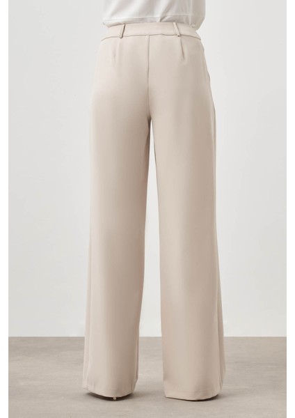 Pileli Double Bej Pantolon modelleri