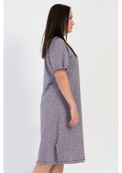 Pamuklu Kadın Büyük Beden V Yaka Kısa Kol Gecelik , 311096 fiyatları