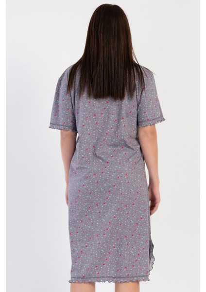 Pamuklu Kadın Büyük Beden V Yaka Kısa Kol Gecelik , 311096 fırsatları