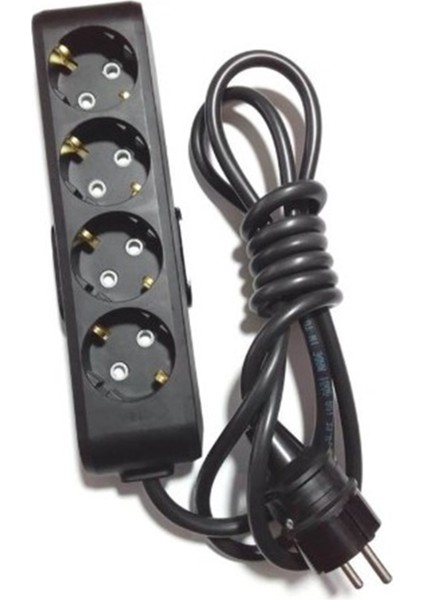 Multi-Let Siyah 4'lü 5 Metre Topraklı Çocuk Korumalı Kablolu Grup Priz (3x2.5 Ttr Tam Bakır Kalın Kablolu)