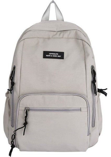 Öğrenci Okul Çantası Kadın Büyük Kapasiteli Düz Renk Sırt Çantası Taşınabilir Işe Gidip Gelme Tarzı Tüm Maç Seyahat Çantası (Yurt Dışından)