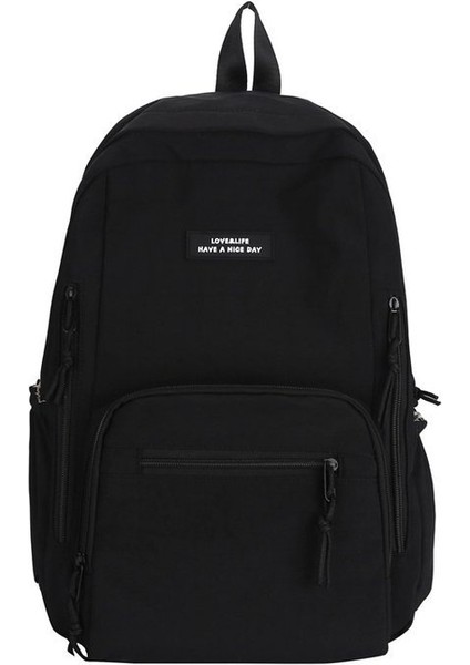 Öğrenci Okul Çantası Kadın Büyük Kapasiteli Düz Renk Sırt Çantası Taşınabilir Işe Gidip Gelme Tarzı Tüm Maç Seyahat Çantası (Yurt Dışından)