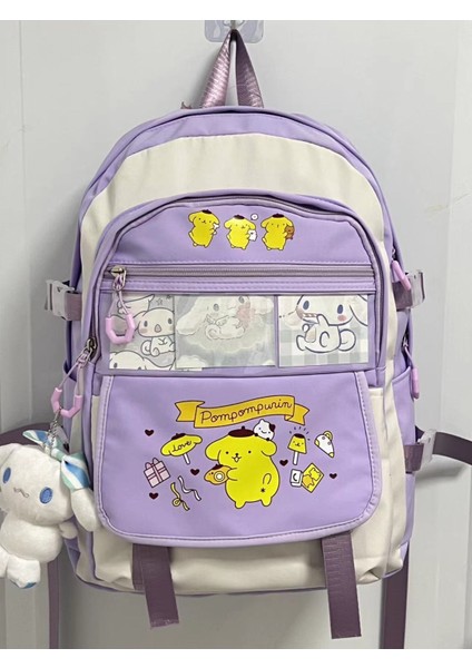 Baskılı Kuromi Sırt Çantası Kart Dekorasyonlu Öğrenci Çantası Ilk ve Ortaokul Çantası Büyük Sırt Çantası (Yurt Dışından)