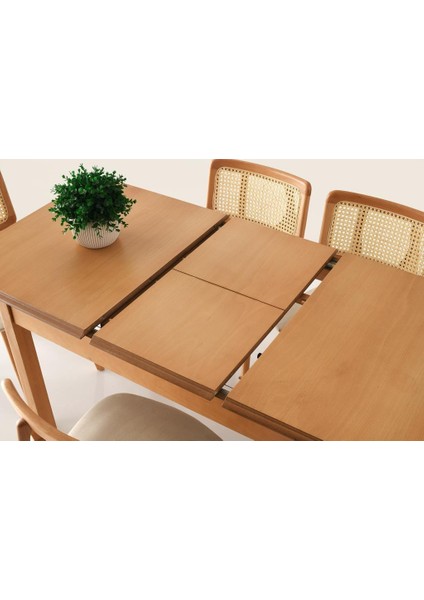Verona Zion Ağaç Açılır Yemek Masa 6 Sandalye Takımı 80X120 modelleri