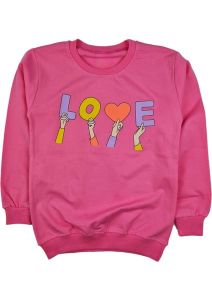 Kız Çocuk Mevsimlik Sweatshirt 7-11 Yaş Love Kalpli