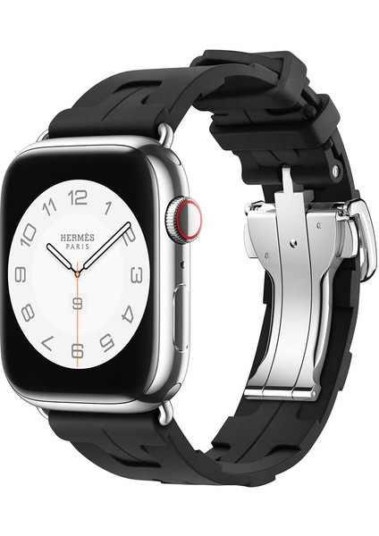 Apple Watch 42MM Akıllı Saat Kordon Yeni Nesil Metal Toka Tasarımlı Spor Görünümlü Silikon Kordon