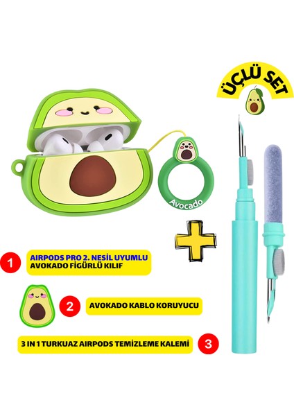 Pro 2. Nesil Uyumlu Kulaklık Kılıfı, Kablo Koruyucu ve 3'ü 1 Arada Kulaklık Temizleme Kalemi Seti