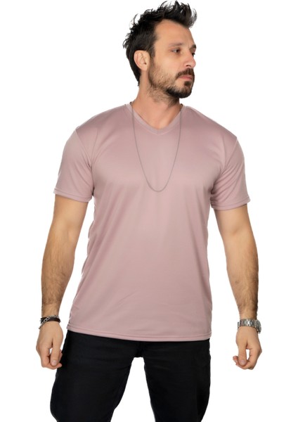 Aşırı Terleme Önleyici V Yaka T-Shirt, Ter Sızdırmaz, Çift Katmanlı
