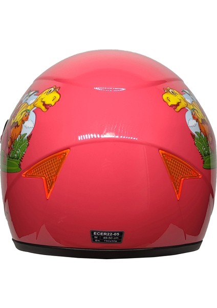SY118 Çocuk Kaskı Dino Pembe (Siyah Camlı)
