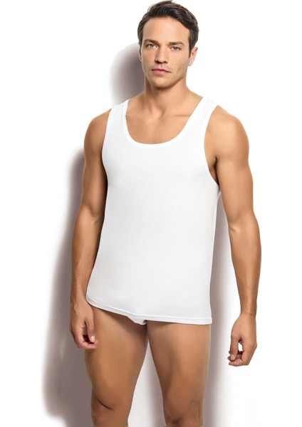 Erkek 2'li Mikromodal Beyaz Atlet 242