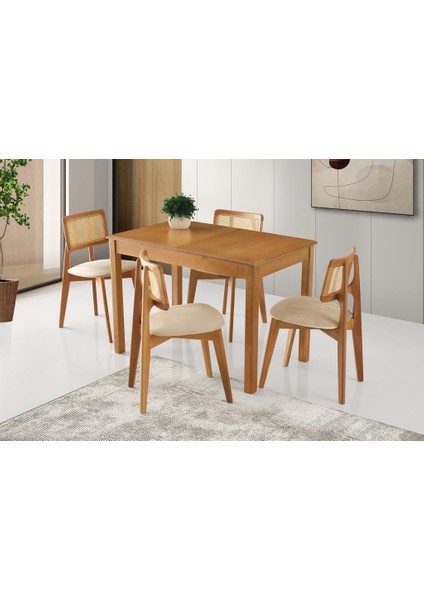 Verona Zion Ağaç Açılır Yemek Masa Sandalye Takımı 80X120