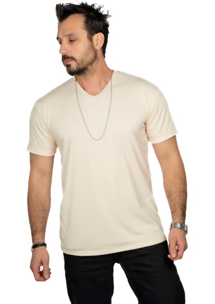 Aşırı Terleme Önleyici V Yaka T-Shirt, Ter Sızdırmaz, Çift Katmanlı