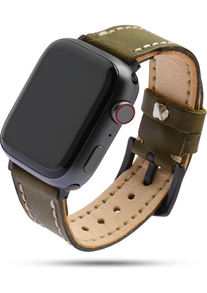 El Yapımı Apple Watch Saat Kordonu, 42,44,45,49 mm Kasa, Gerçek Hakiki Deri, El Dikişi, Paslanmaz Çelik