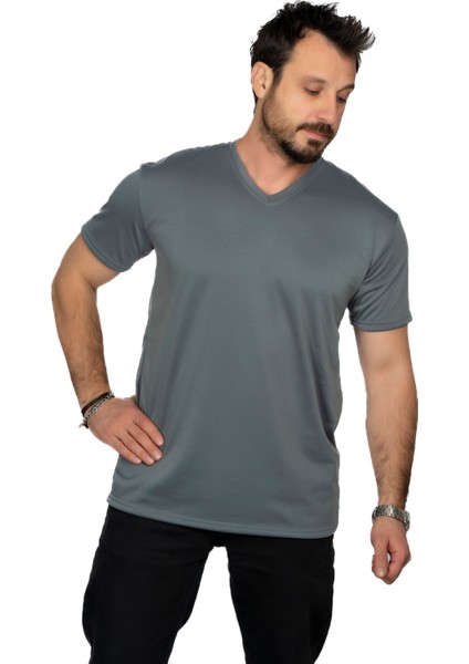 Aşırı Terleme Önleyici V Yaka T-Shirt, Ter Sızdırmaz, Çift Katmanlı