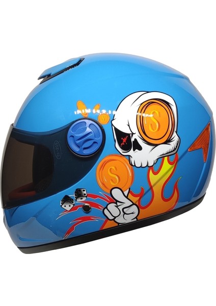 SY118 Çocuk Kaskı Skull Blue
