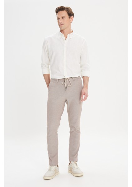 ALTINYILDIZ CLASSICS Erkek Vizon Slim Fit Dar Kesim Yan Cepli Desenli Beli Lastikli Pantolon fiyatları