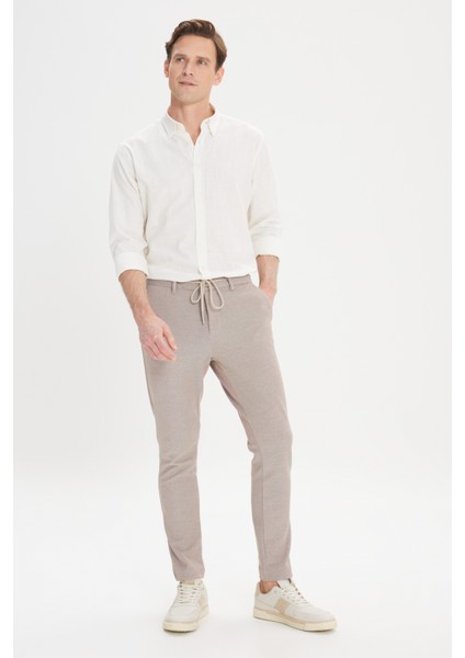 ALTINYILDIZ CLASSICS Erkek Vizon Slim Fit Dar Kesim Yan Cepli Desenli Beli Lastikli Pantolon modelleri