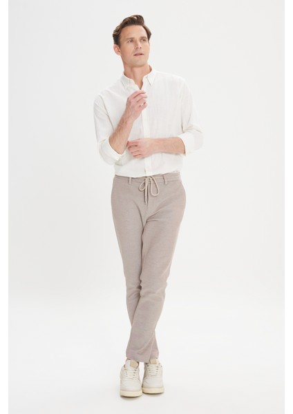ALTINYILDIZ CLASSICS Erkek Vizon Slim Fit Dar Kesim Yan Cepli Desenli Beli Lastikli Pantolon fırsatları